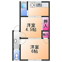 リメイン和泉2 2Kの間取図画像