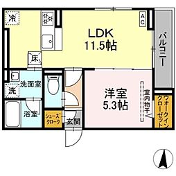 D Paina 登戸III 1LDKの間取図画像