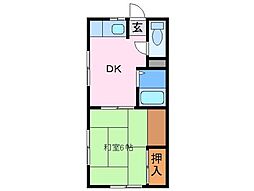 コーポラス瀬戸 1Kの間取図画像
