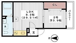 Fiore 3階1LDKの間取り