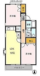 セジュール・モロー B 1階2LDKの間取り