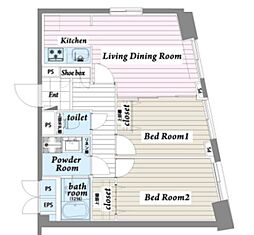 アメニティ55 2LDKの間取図画像
