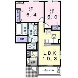 ラウレア 1階2LDKの間取り