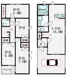 京成本線 青砥駅 徒歩15分の賃貸テラスハウス 1階4LDKの間取り