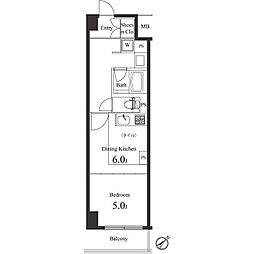 プライマル小石川 2階1DKの間取り