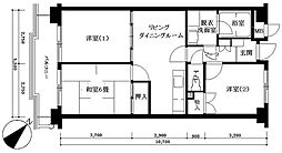 ロイヤルシティ四番館 4階3LDKの間取り