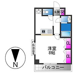 カーサエスパシオ 1Kの間取図画像