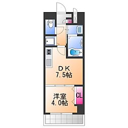 K’sスクエア岸和田北町 3階1DKの間取り