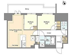 オアーゼ日暮里レジデンス 8階2LDKの間取り