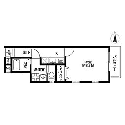 AmourKMA 1Kの間取図画像