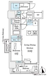 シーズンフラッツ浅草六丁目 1LDKの間取図画像