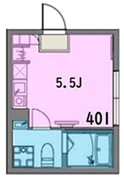 Epicer柴又 4階ワンルームの間取り