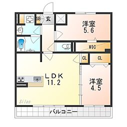 パークサイド健都 2LDKの間取図画像