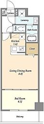 アルファコート常盤台3 8階1LDKの間取り