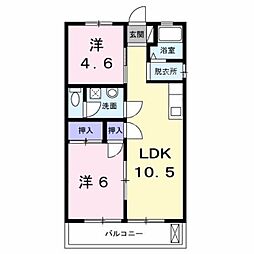 メゾン伊奈平 1階2LDKの間取り