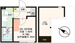 グラシア金町 1Kの間取図画像