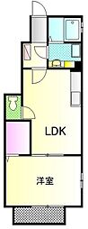 ローズコート玉川 1階1LDKの間取り