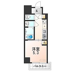 フォーリアライズ昭和南通1 1Kの間取図画像