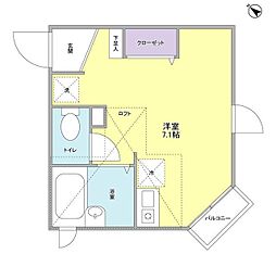 カーサ フェリーチェ 2階ワンルームの間取り