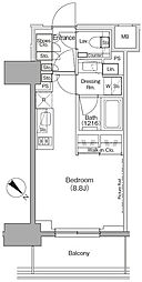 ザ・パークハビオ月島フロント ワンルームの間取図画像