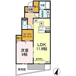 ノールメゾン I 1階1LDKの間取り