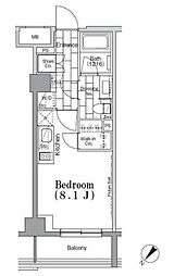 ＯＮＥ ＲＯＯＦ ＦＬＡＴ ＴＳＵＫＩＳＨＩＭＡ 7階ワンルームの間取り