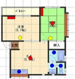 グリーンハウス 2DKの間取図画像