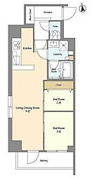 レクシード神楽坂 4階2DKの間取り