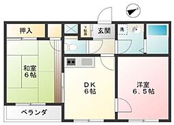 ウエストコーポ佐伯 2DKの間取図画像