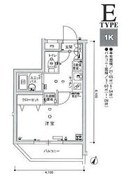 スカイコート練馬壱番館 3階1Kの間取り