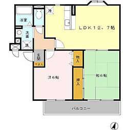 アランヴェール 2LDKの間取図画像