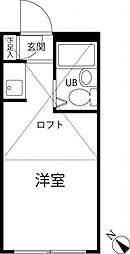 下北沢フラットB棟 ワンルームの間取図画像