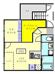 Lotus NAKANOSHINBASHI 1SLDKの間取図画像