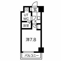 スパシエソリデ横浜鶴見 5階1Kの間取り