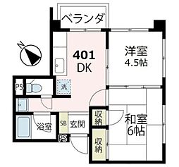 清水ビル 2DKの間取図画像