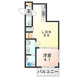 カーサ・デル・ソル2 1LDKの間取図画像