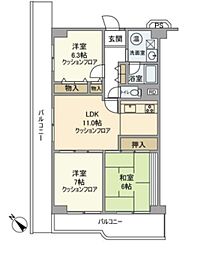 マンハイム上石神井 2階3LDKの間取り
