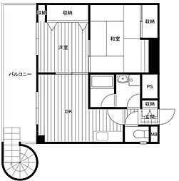 JR横浜線 橋本駅 徒歩13分の賃貸マンション 2階2DKの間取り
