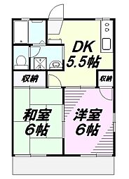 JR中央線 八王子駅 バス17分 下諏訪宿下車 徒歩2分の賃貸アパート 1階2DKの間取り