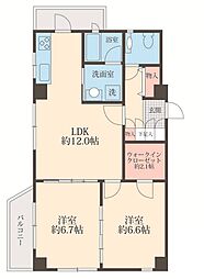 エルヴェ内堀 2階2LDKの間取り