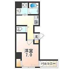 南海線 堺駅 徒歩4分の賃貸マンション 9階1Kの間取り