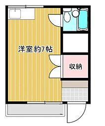 ルネ長崎 1階ワンルームの間取り