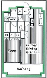 スペーシア川崎III 6階1LDKの間取り