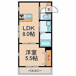 エトワールSuzue 3階1LDKの間取り