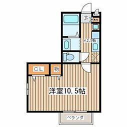 グレイスピーチ 2階1Kの間取り
