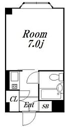 シャルム初台 3階1Kの間取り