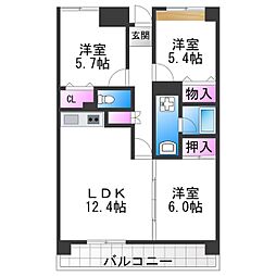 ボヌール御崎 3LDKの間取図画像