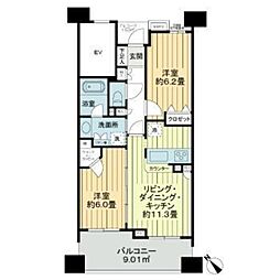 ライオンズマンションセントワーフ横濱ハーバーコート 2LDKの間取図画像