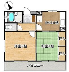サンフラワー浦安 2DKの間取図画像