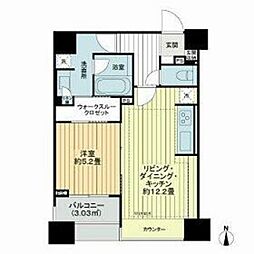 ライオンズクオーレ東京八丁堀 8階1LDKの間取り